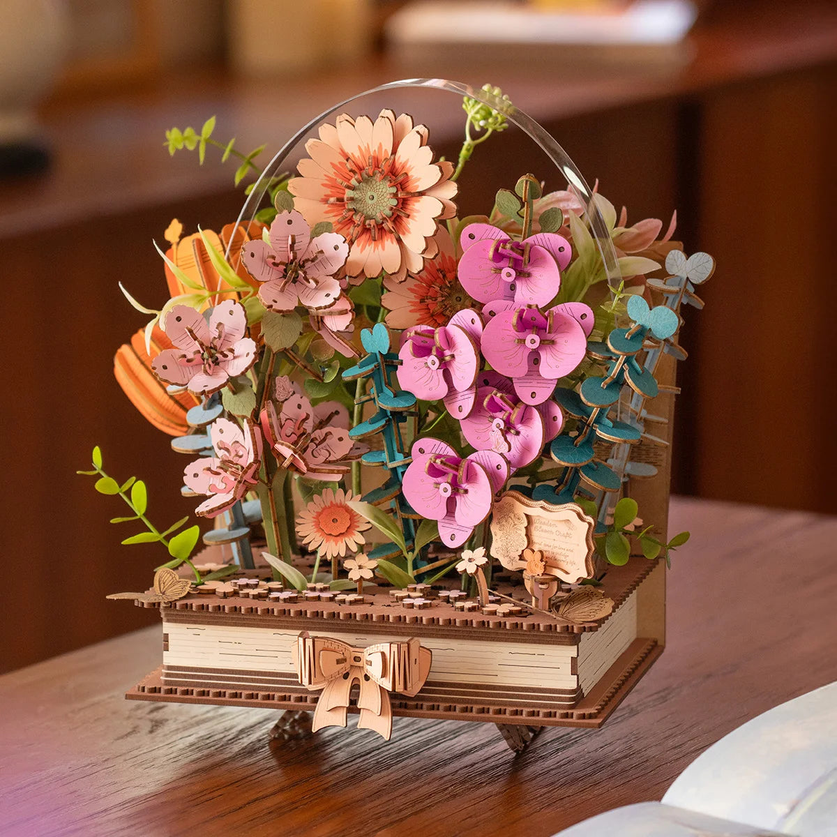 Robotime Blooming Book 3D Wooden Puzzle Decor Gift for Adults