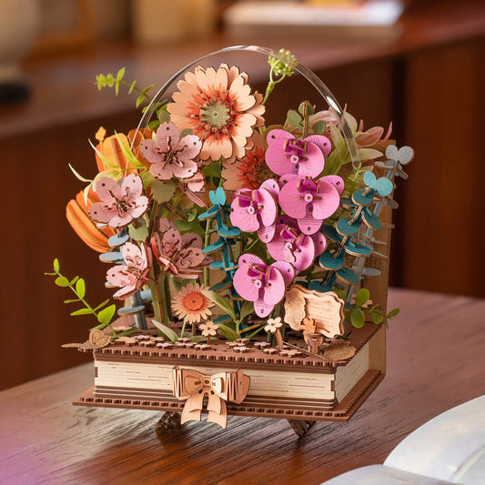 Robotime Blooming Book 3D Wooden Puzzle Decor Gift for Adults