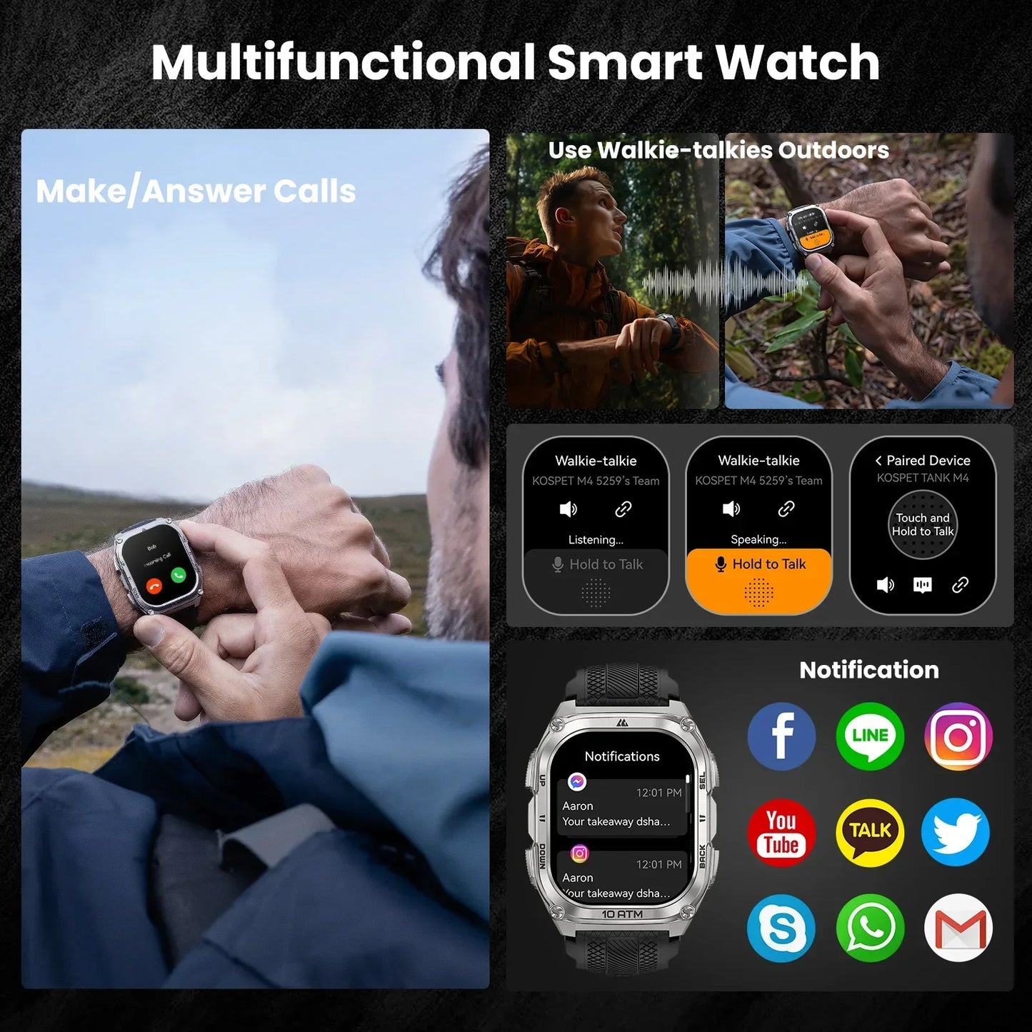 KOSPET Tank M4 Smart Watch GPS 10ATM Health Monitor