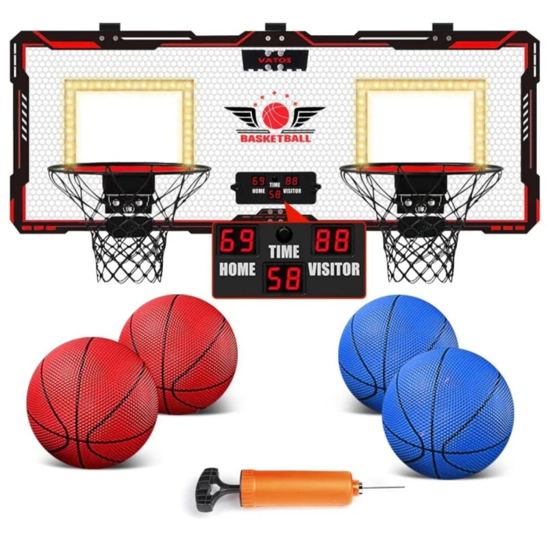 VATOS Dual Indoor Outdoor Basketball Hoop With Electronic Scoreboard