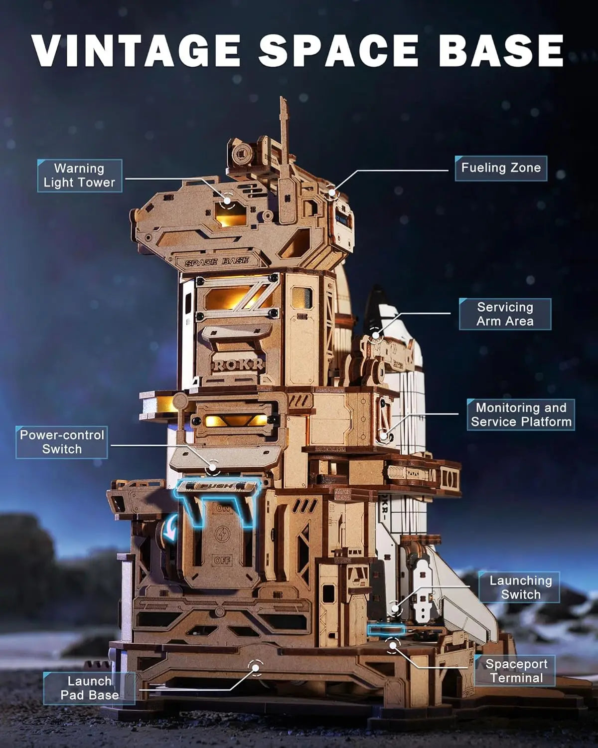 Robotime 3D Wooden Puzzle Space Shuttle Model Kit For Adults