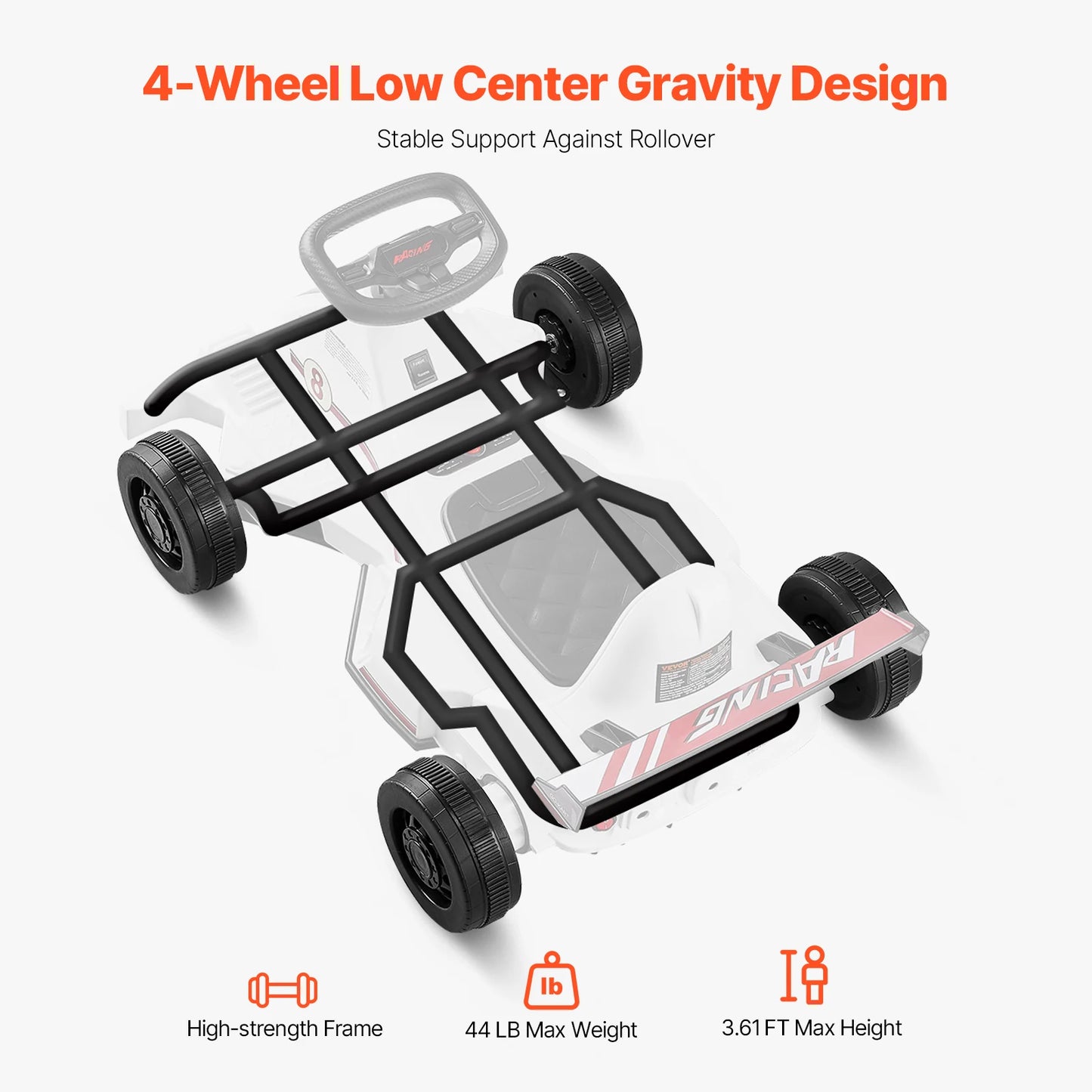 Electric Pedal Go Kart 6V 4.5Ah With LED Headlights Horn
