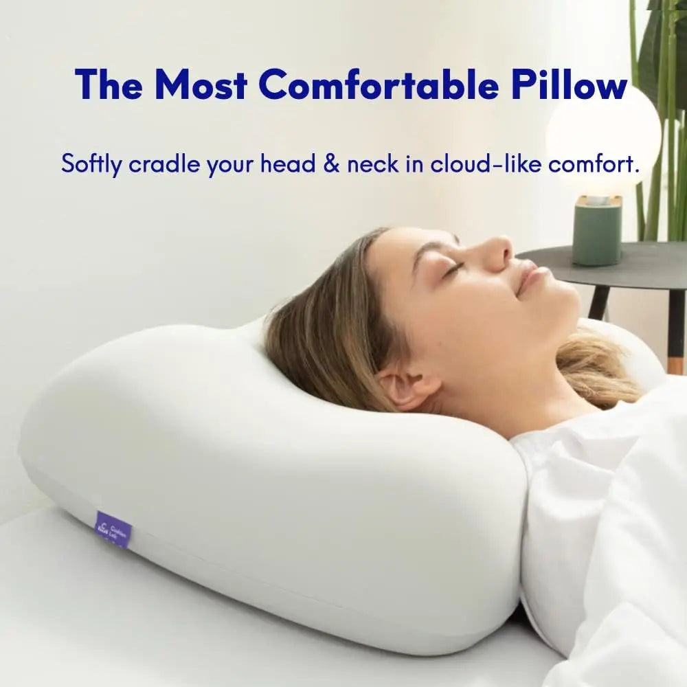 Ergonomic Contour Pillow For Side And Back Sleepers Cervical Support
