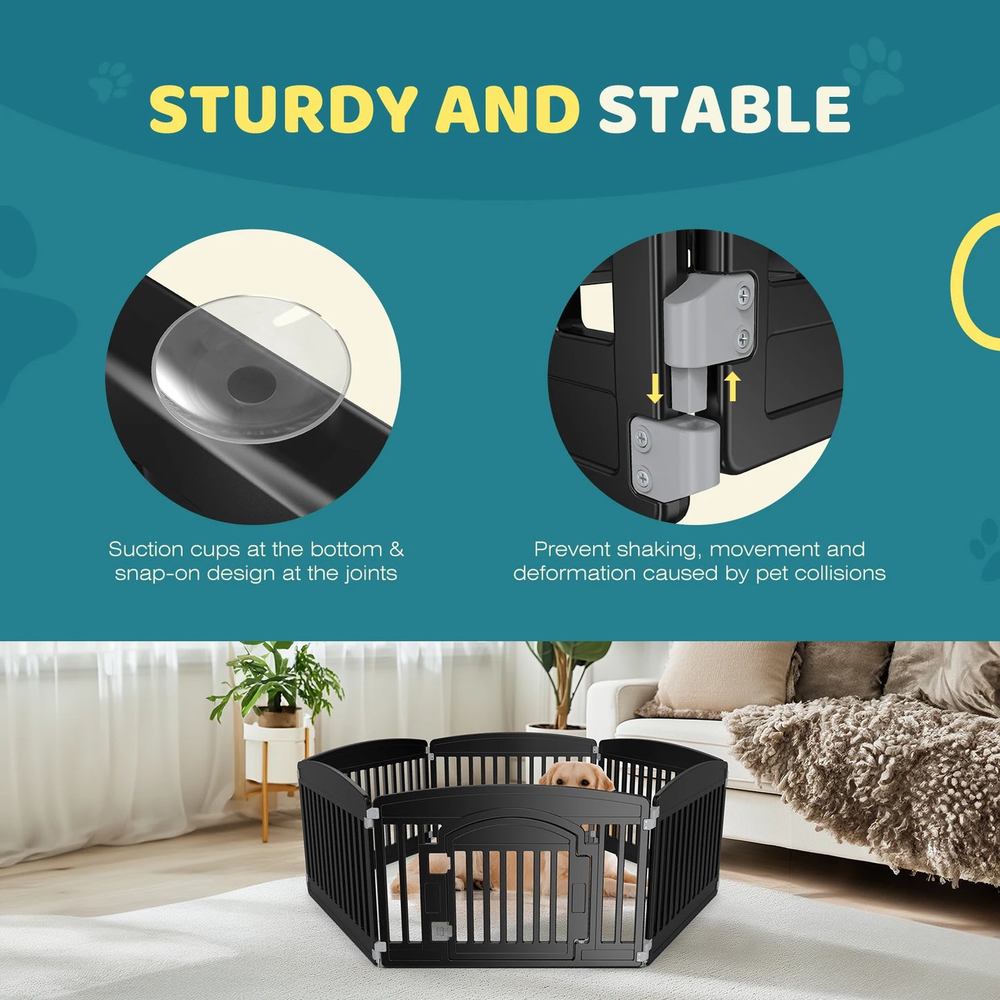 Dog Playpen 6 Panel 24IN Expandable Durable Pet Fence for Medium Dogs Indoor Outdoor Folding Portable Puppy Playpen
