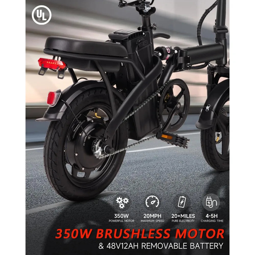 Electric Folding Bike 500W Peak Motor 20 MPH Pedal Assist
