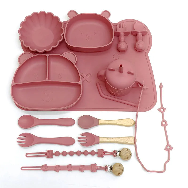 Silicone Meal Plate With Compartments And Suction Cups