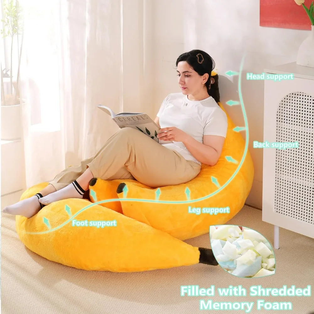 Banana Bean Bag Chair With Ottoman Convertible Lounger
