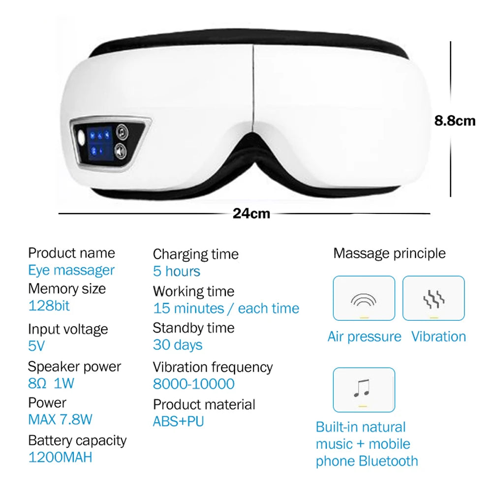 6D Smart Vibration Eye Massager Device For Eye Strain Relief