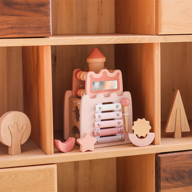 Wooden Montessori Rocket Castle Blocks Puzzle For Baby Education