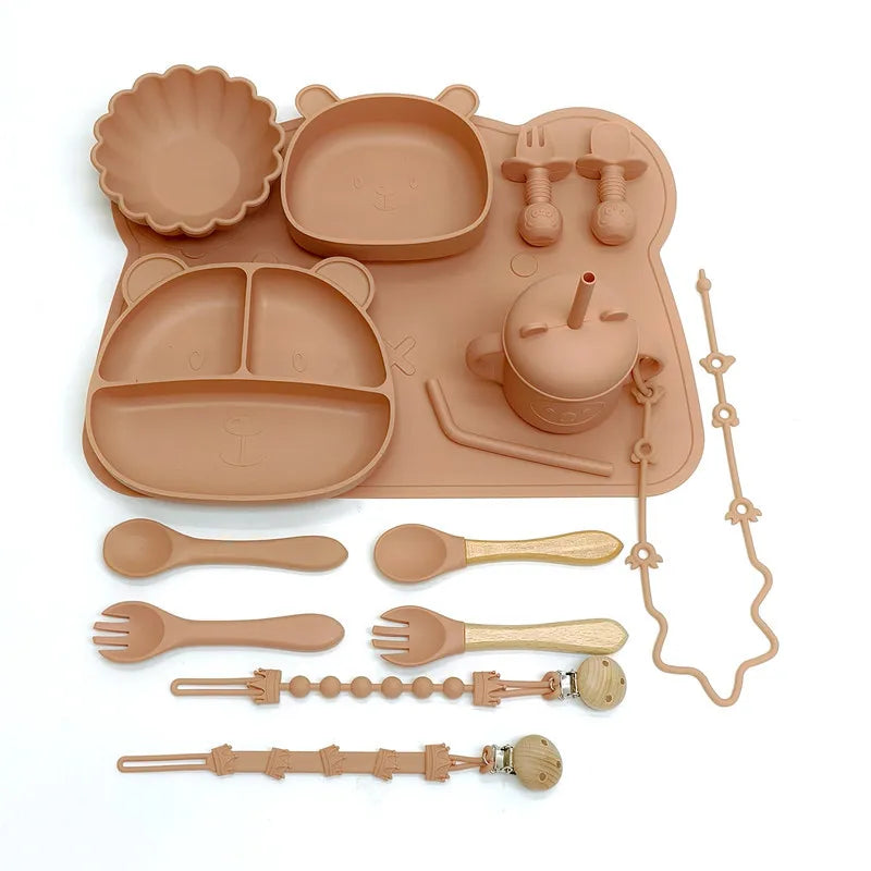 Silicone Meal Plate With Compartments And Suction Cups