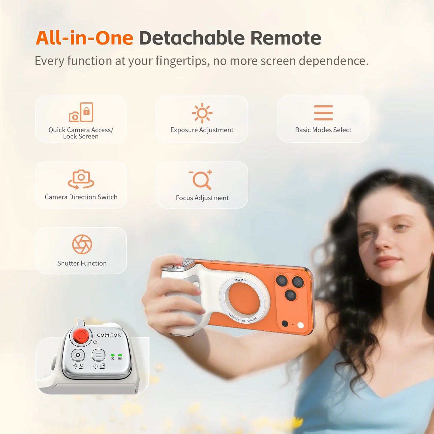 COMITOK Magnetic Camera Grip With Remote For iPhone And Android