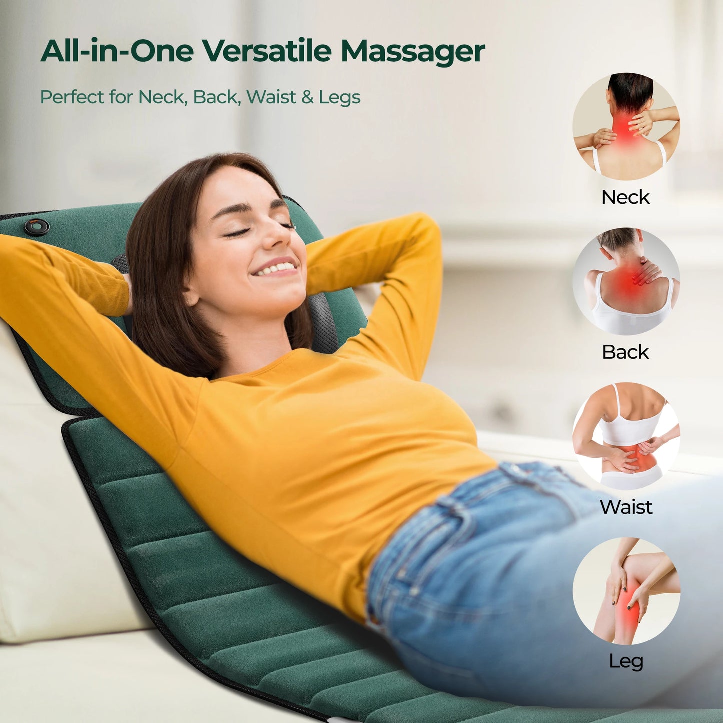 Full Body Massage Mat with Heat, Detachable Massager Pad Deep Tissue Pain Relief,10 Vibrating Motors and 9 Speed Settings Relax
