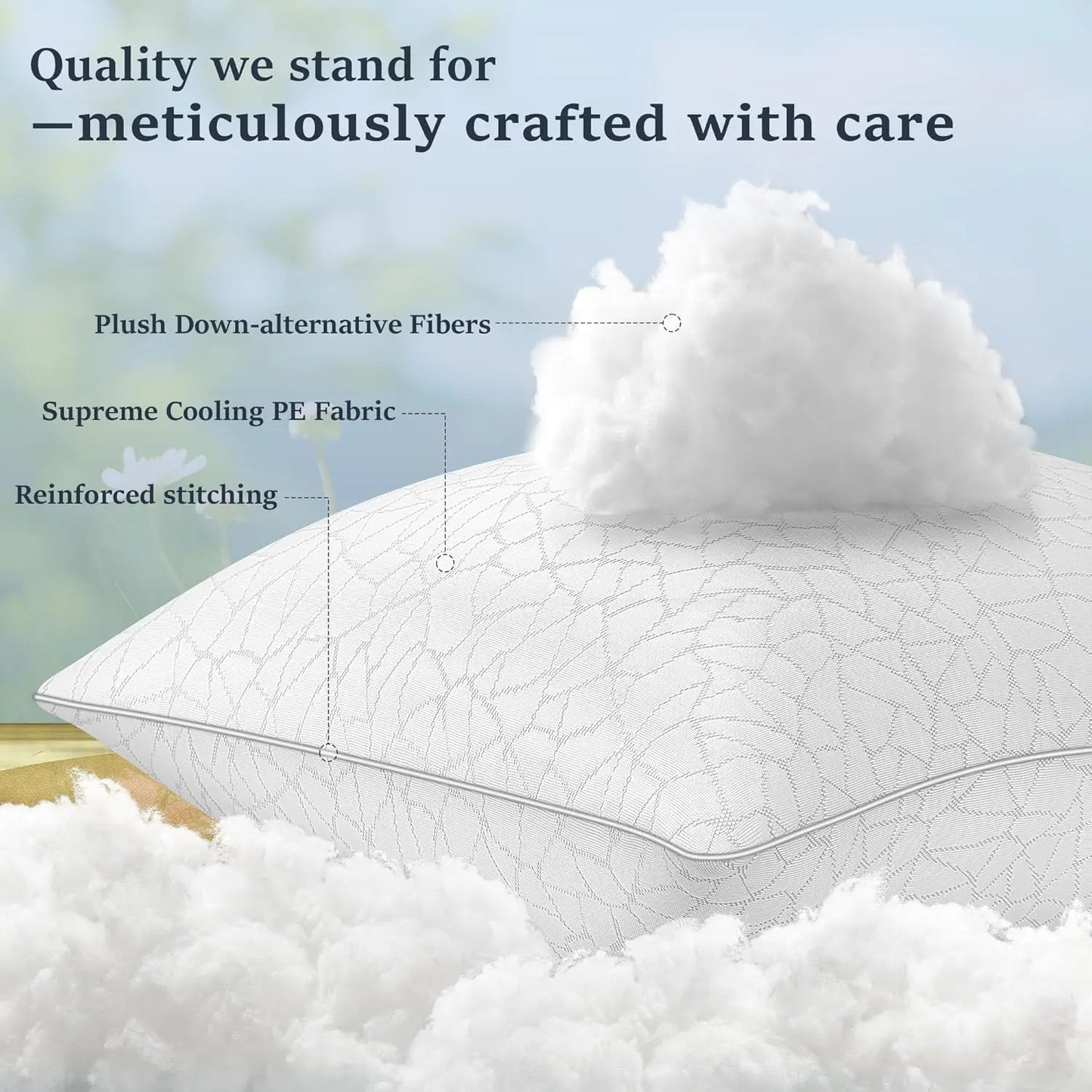 Breathable Premium Down Alternative Pillows Set of 2 for All Sleepers