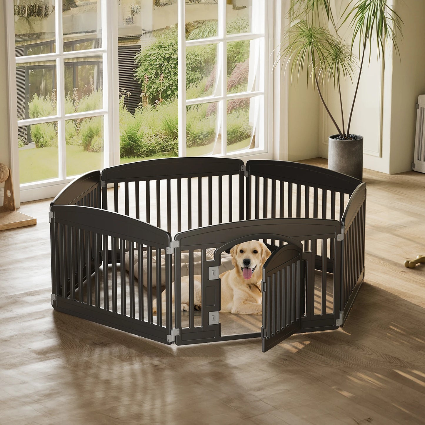 Dog Playpen 6 Panel 24IN Expandable Durable Pet Fence for Medium Dogs Indoor Outdoor Folding Portable Puppy Playpen