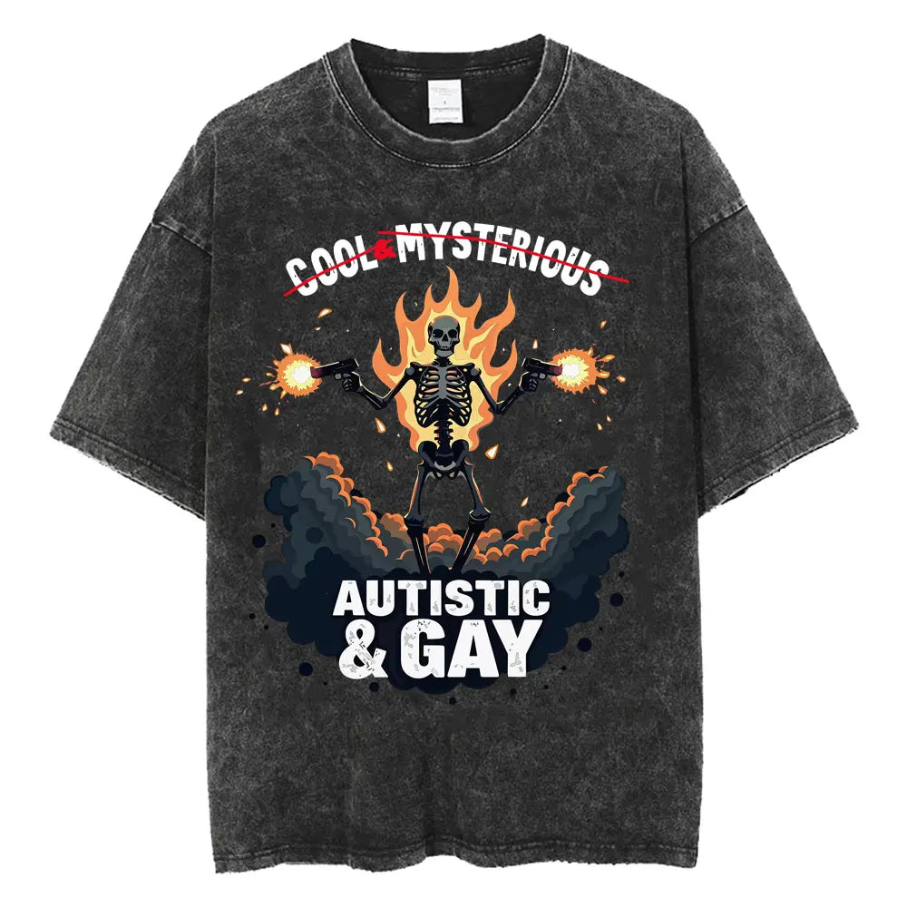 DshztoomaCN Autism Skeleton Meme T Shirt Men Women Harajuku Gothic