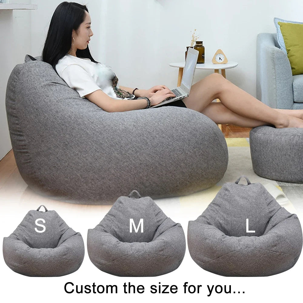 OTAUTAU Washable Linen Bean Bag Chair With Filling