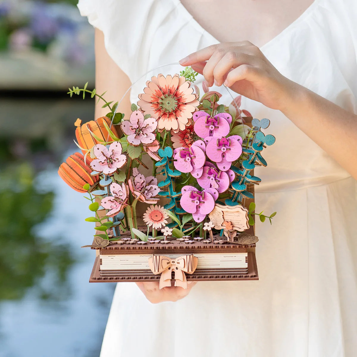 Robotime Blooming Book 3D Wooden Puzzle Decor Gift for Adults