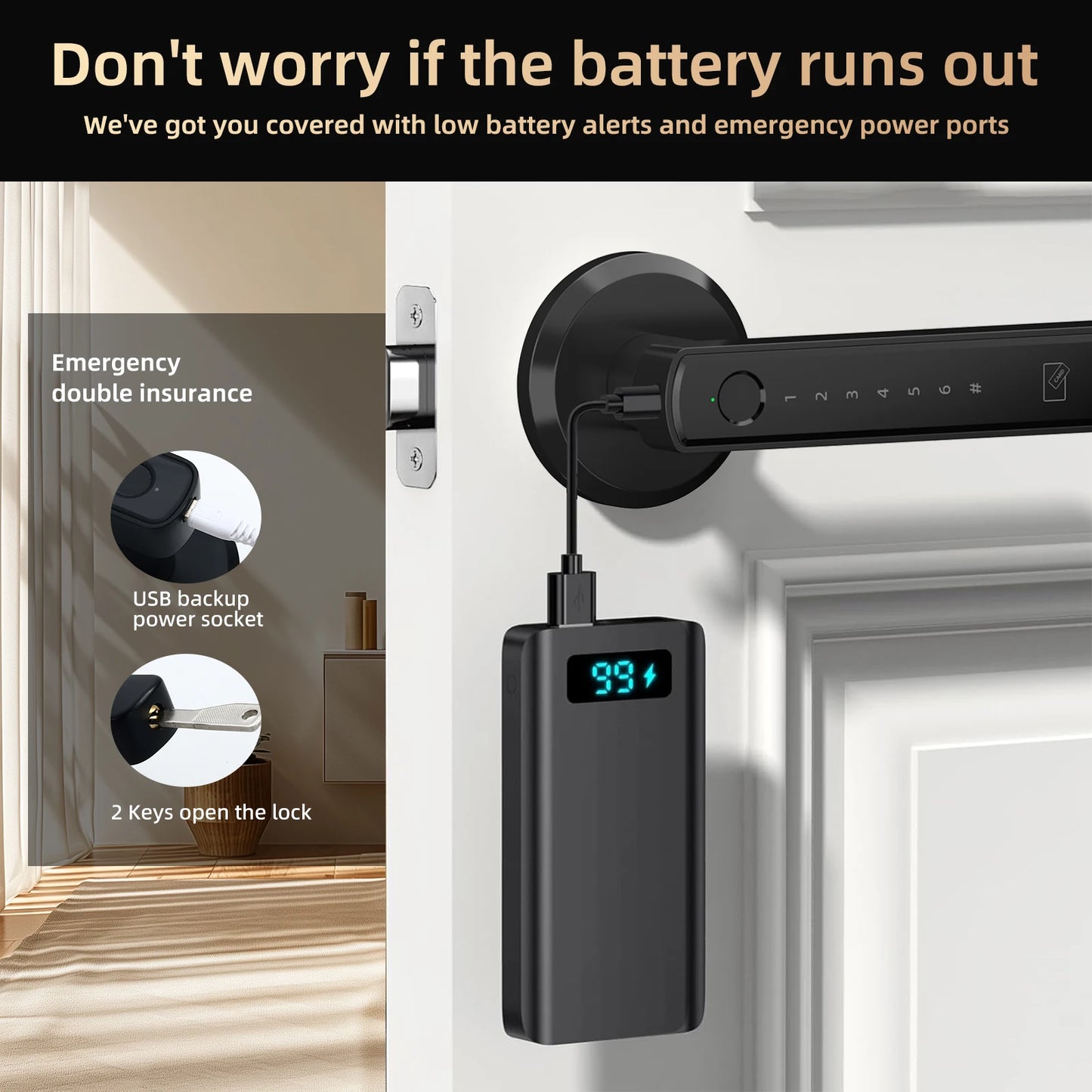 Viladepot Bluetooth Fingerprint Door Lock With App Control And Keypad