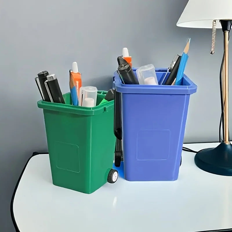 Portable Mini Desktop Trash Bin Pen Holder