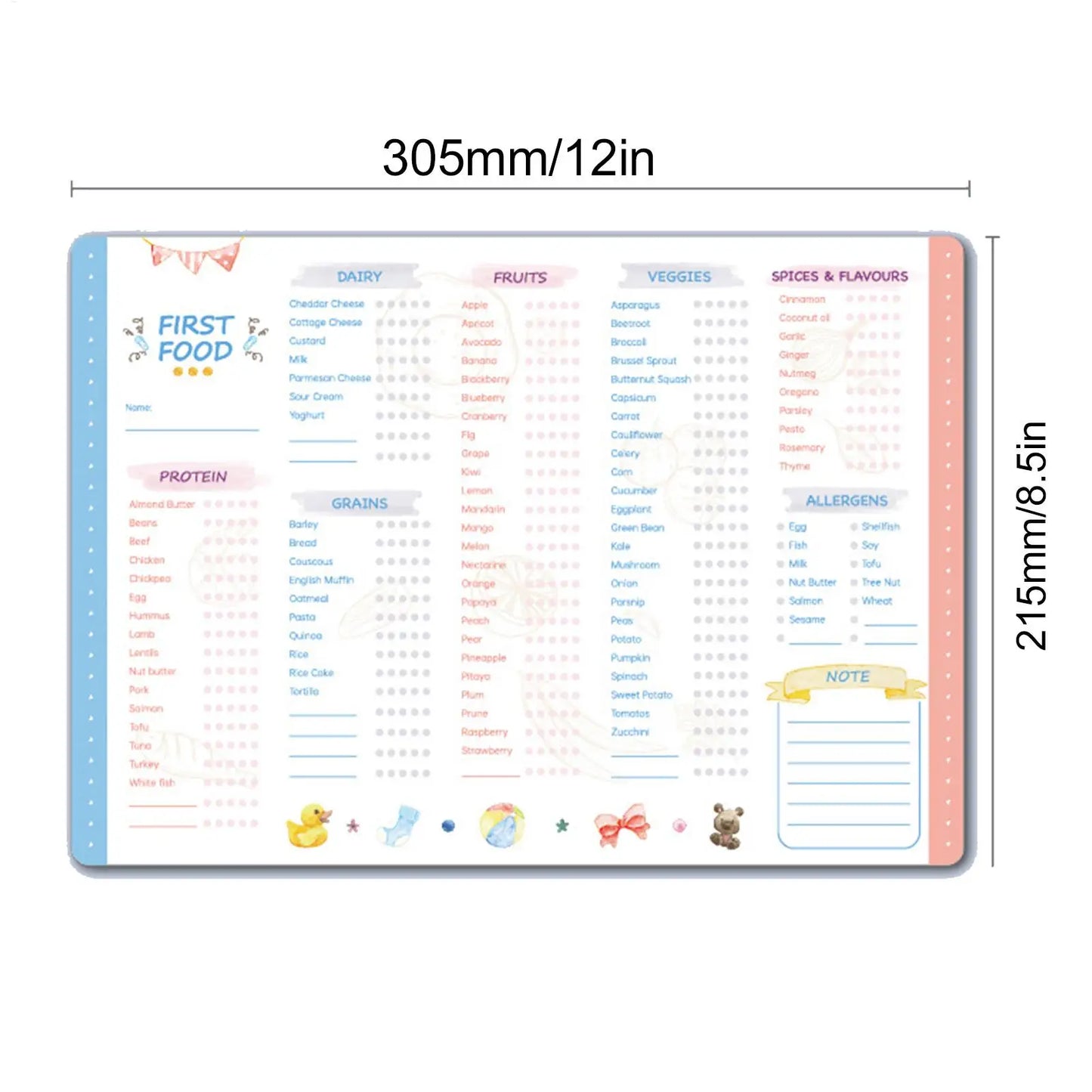 Magnetic First Foods Chart for Babies and Toddlers