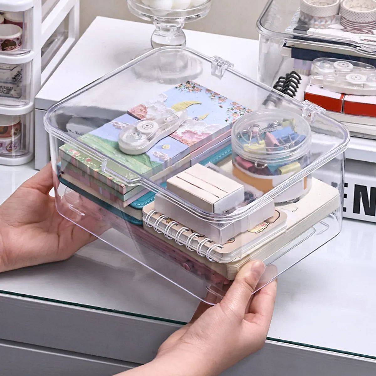 Durable Plastic Covered Storage Box with Latch and Secure Lid