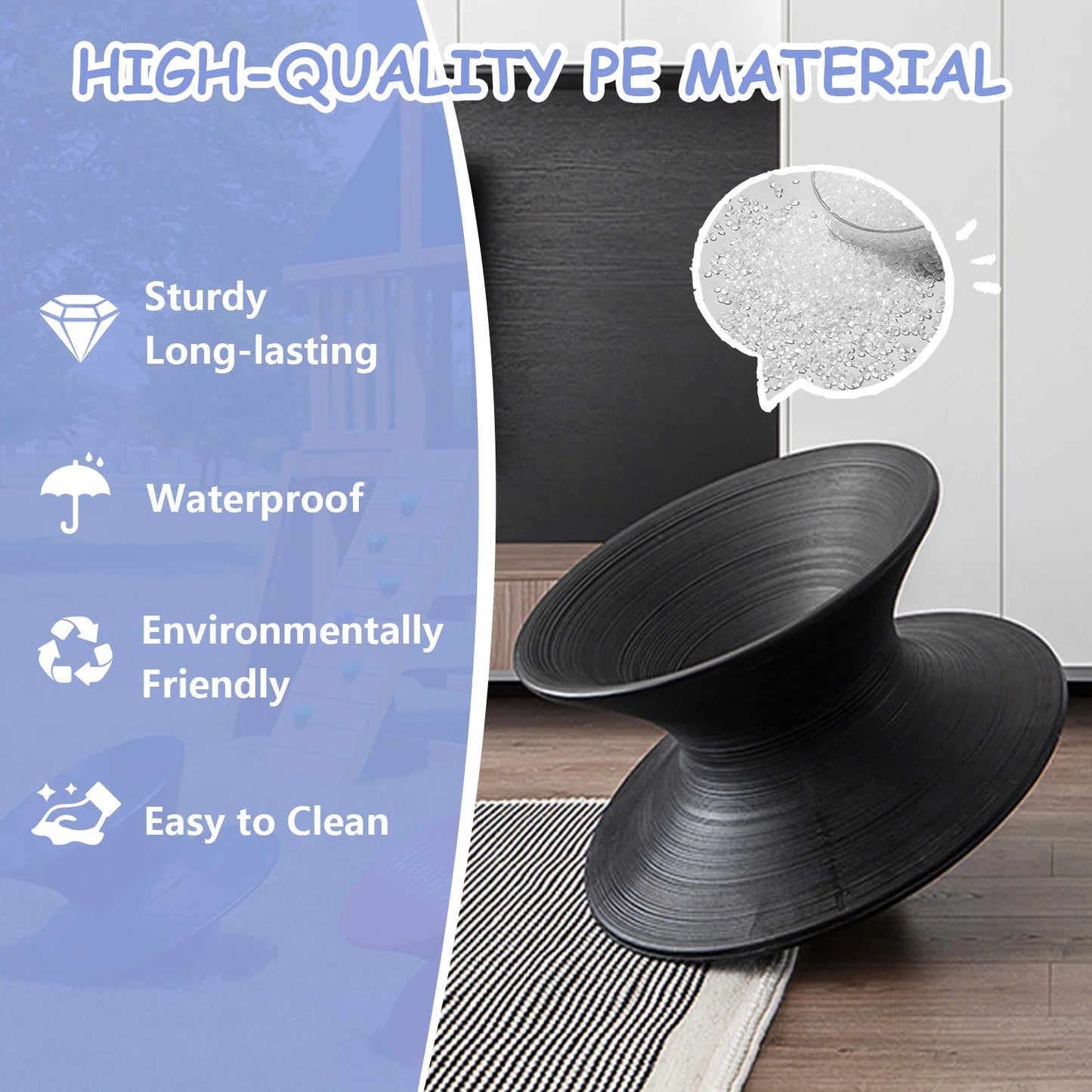 Gyro Spun Chair 360° Rotating Gyroscope Seat Swivel Chair Spinning Sensory Seat for Outdoor Backyard Playground Or Mall Play