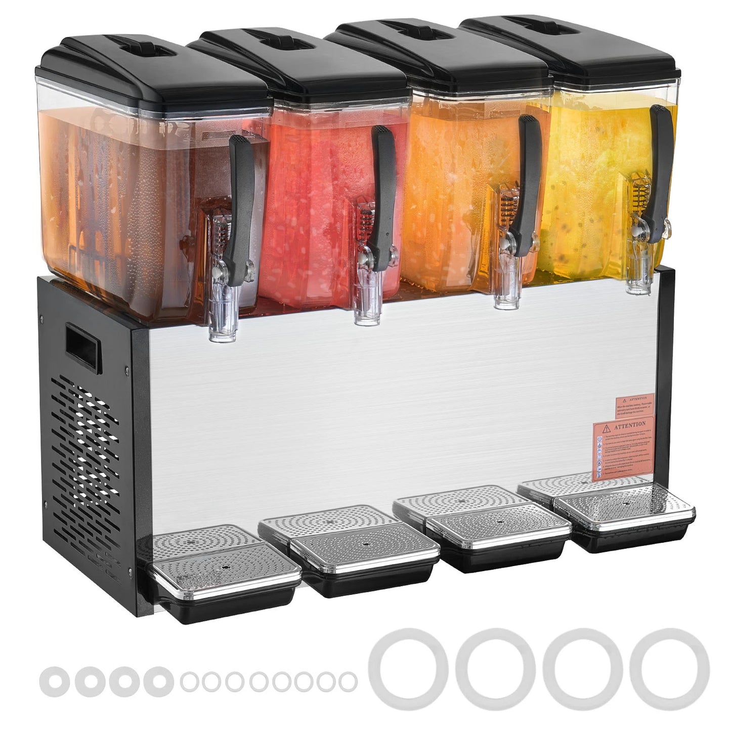 SucceBuy Commercial Beverage Dispenser 4 Tank Stainless Steel