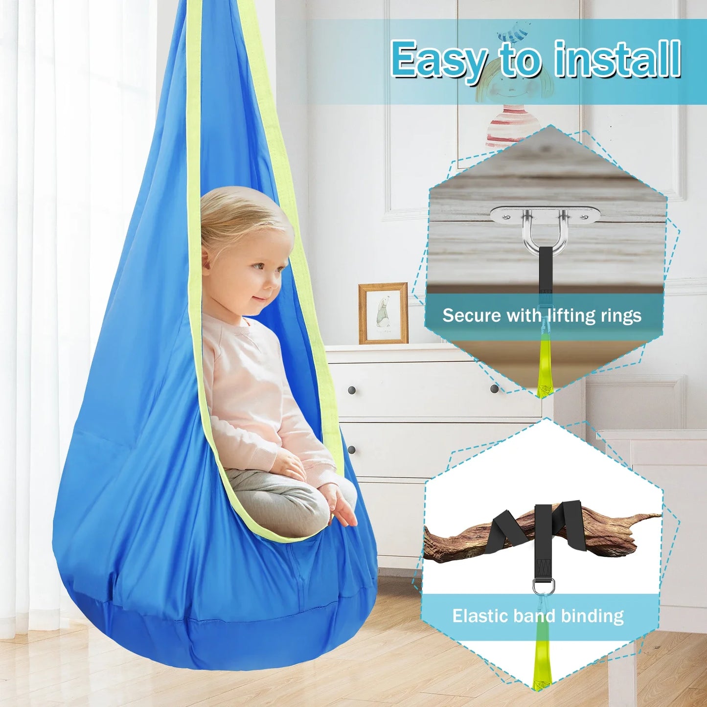 Sensory Swing Chair With Pocket Outdoor Hammock For Kids