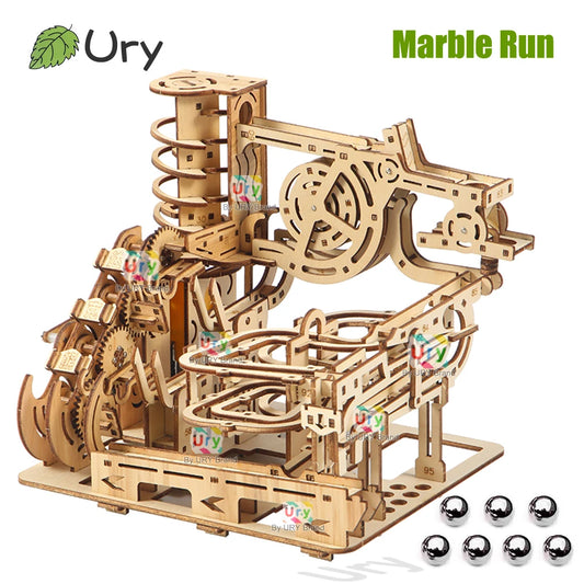 Ury 3D Wooden Puzzles Catapult Marble Run Set