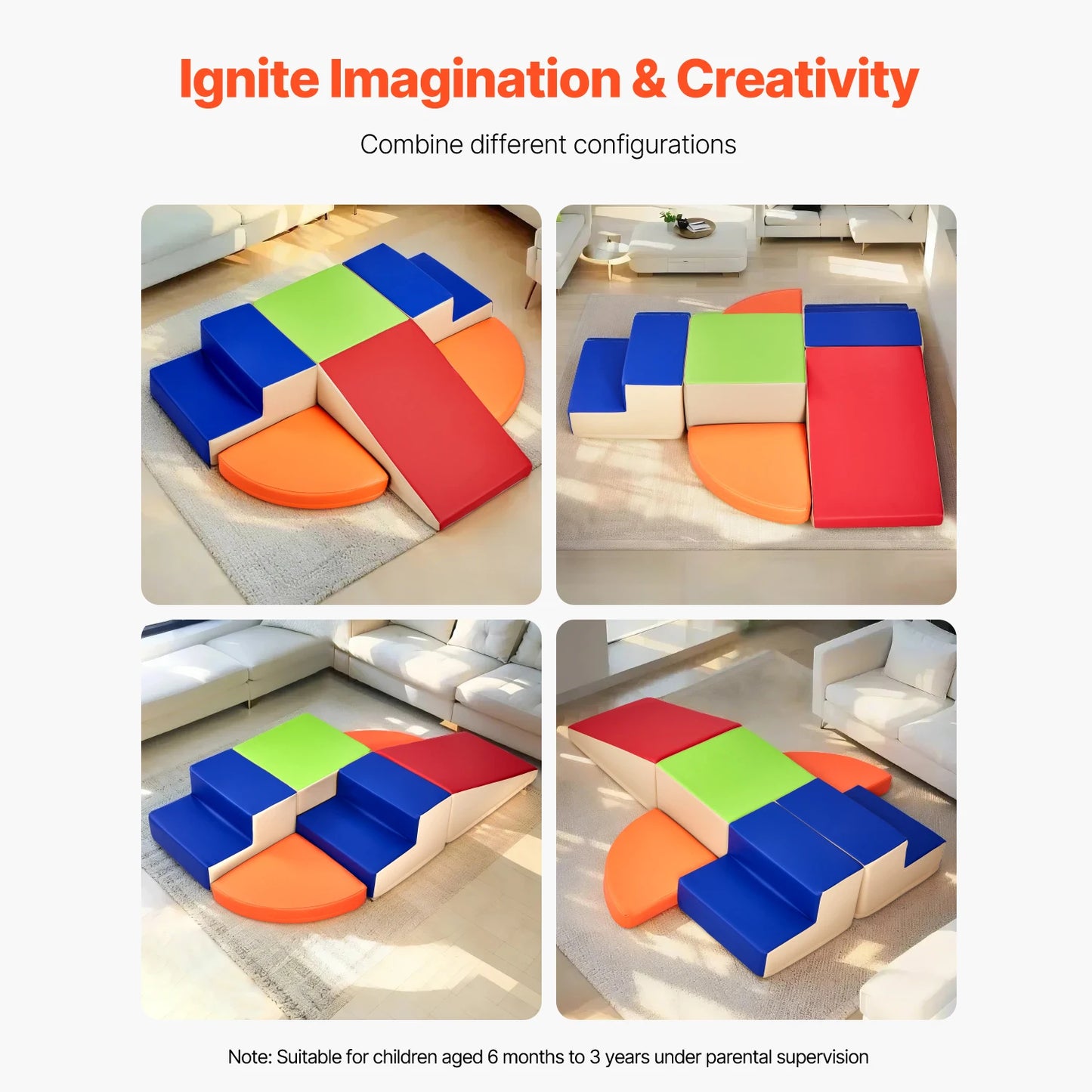 SucceBuy Kids Foam Climbing Blocks Indoor Crawl Playset