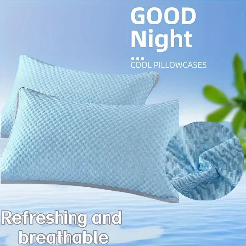 Summer Cooling Pillowcase Solid Color Ice Bean Bean Pillowcase Cool Feeling Air Conditioning Cover Washable (No Pillow) 48x74cm