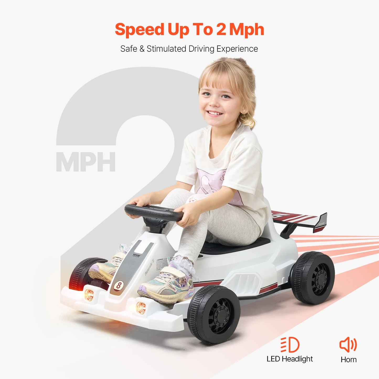 Electric Pedal Go Kart 6V 4.5Ah With LED Headlights Horn
