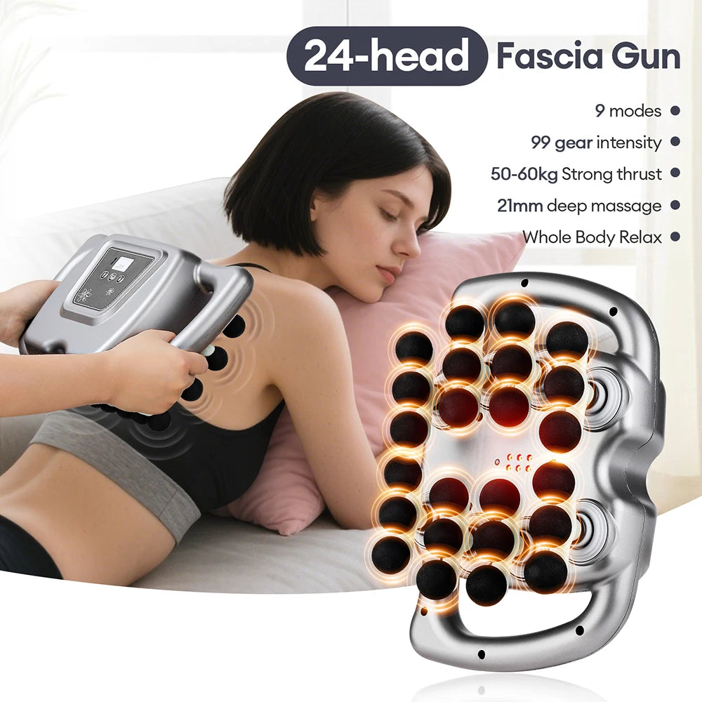 24 Head Fascia Massage Gun, Gentle Warm Up to Deep Tissue, Targeted Recovery
