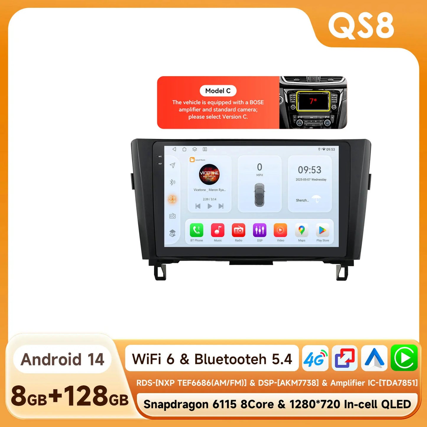6115 Android 14 Auto Car radio For Nissan Qashqai 2 J11 X-Trail X Trail 3 T32 Rogue multimedia player 4G Carplay 2din Autoradio
