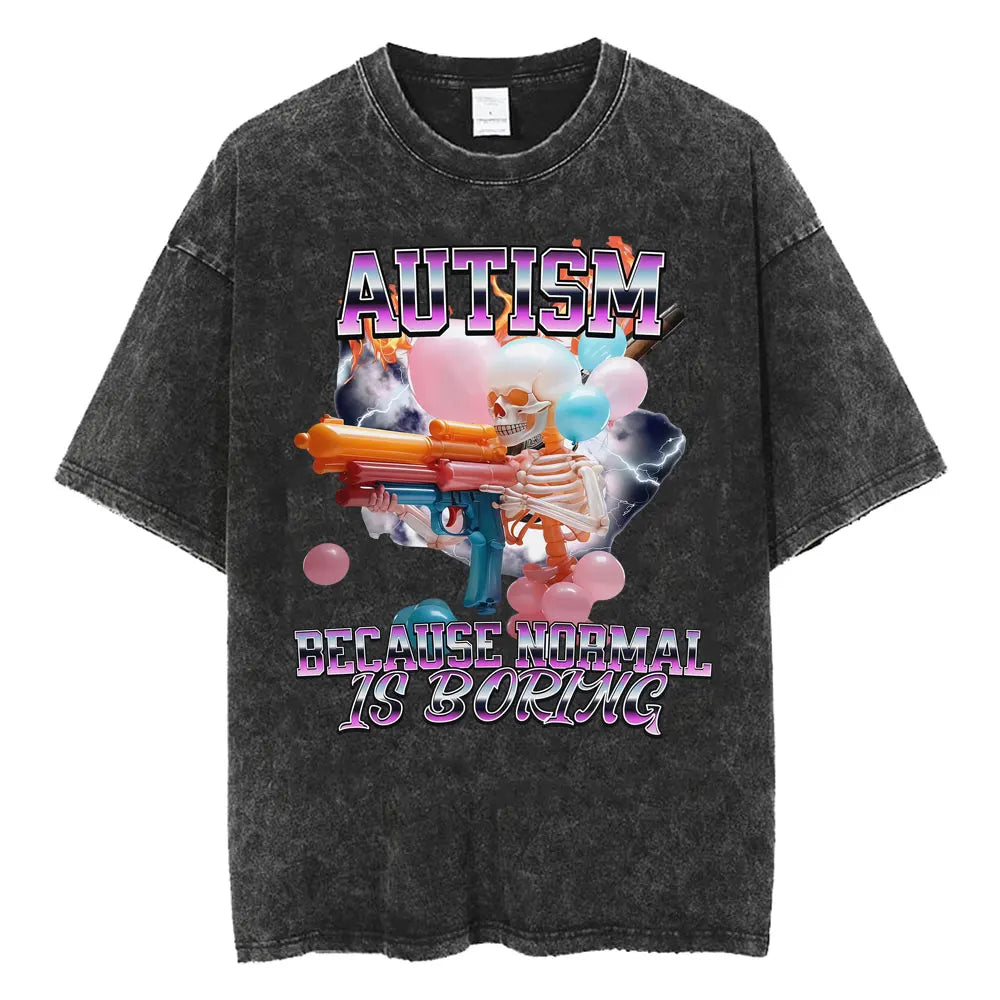 DshztoomaCN Autism Skeleton Meme T Shirt Men Women Harajuku Gothic