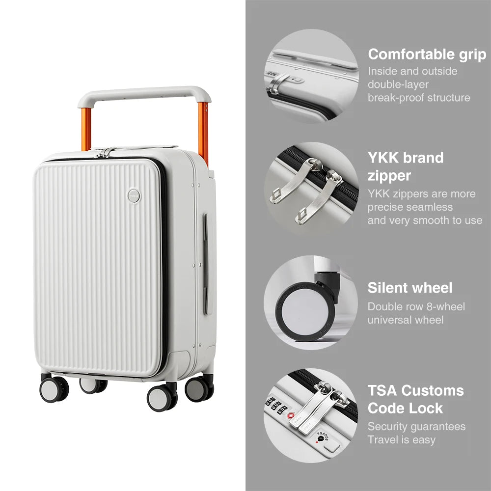 Mixi Front Laptop Pocket Carry On Luggage Aluminum Frame