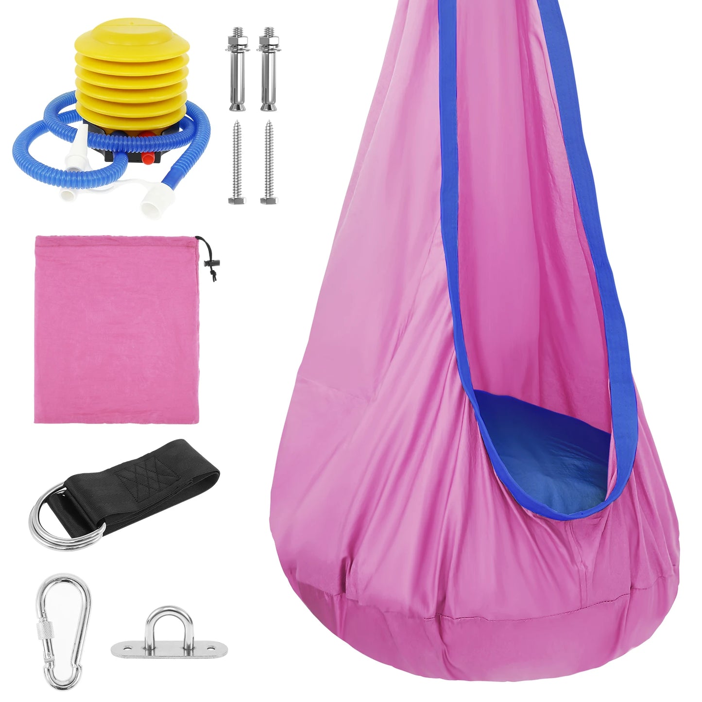 Sensory Swing Chair With Pocket Outdoor Hammock For Kids