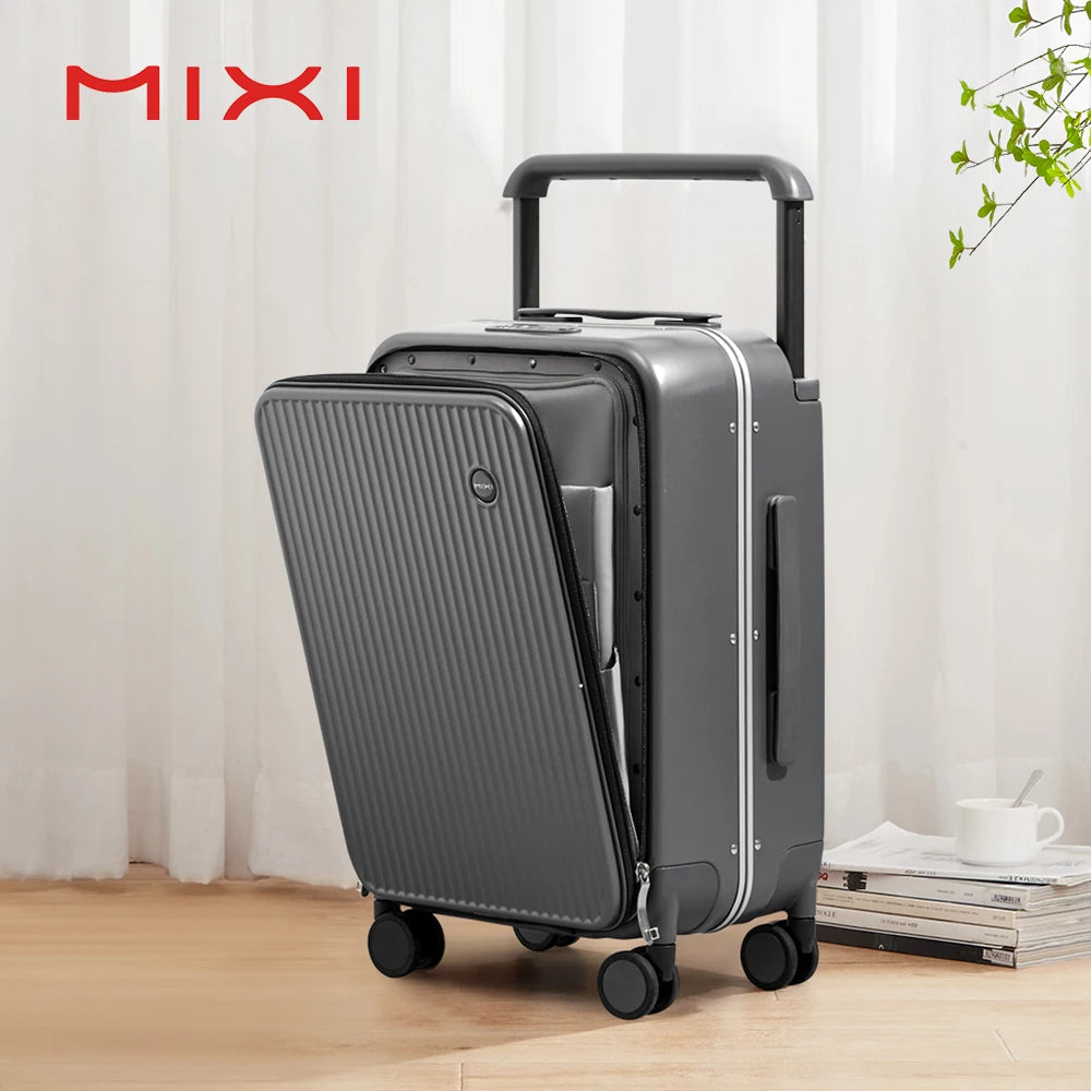 Mixi Front Laptop Pocket Carry On Luggage Aluminum Frame