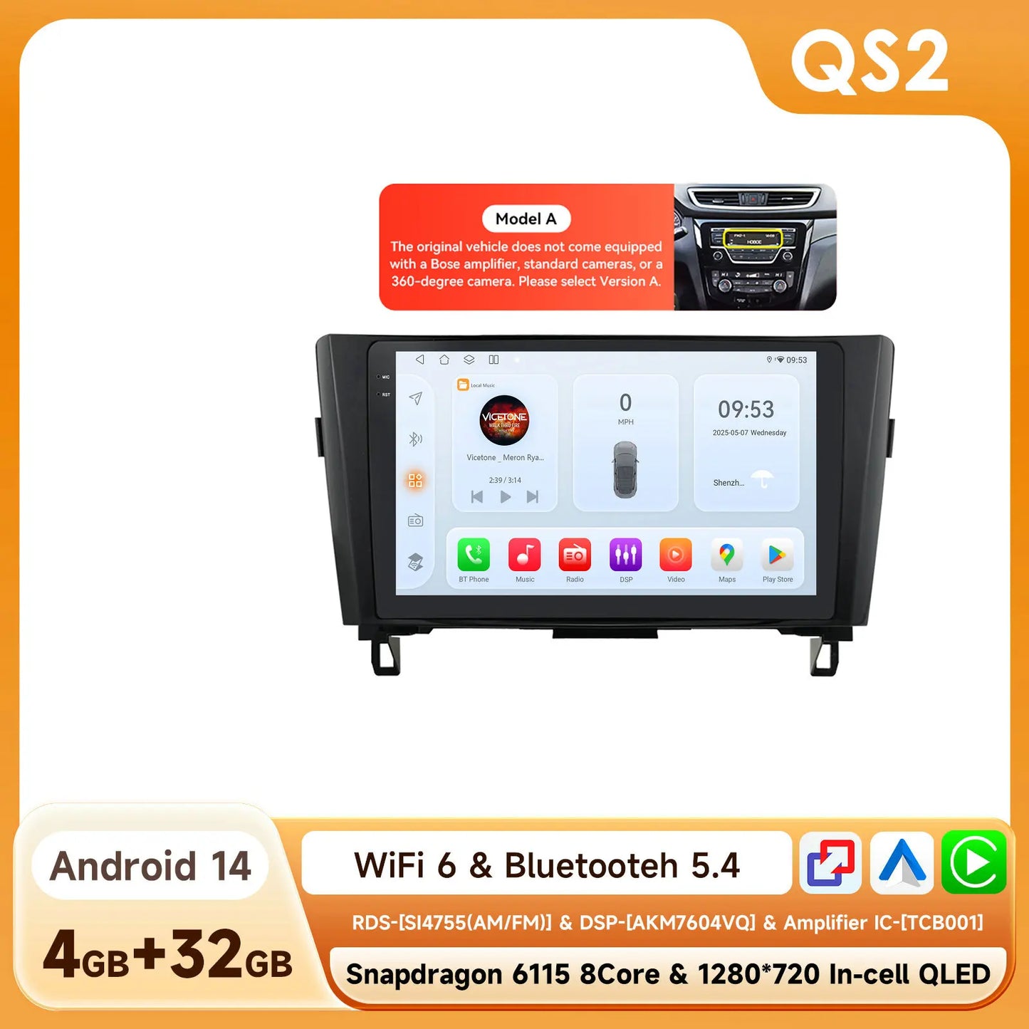 6115 Android 14 Auto Car radio For Nissan Qashqai 2 J11 X-Trail X Trail 3 T32 Rogue multimedia player 4G Carplay 2din Autoradio