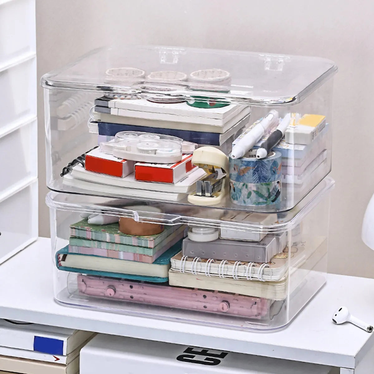 Durable Plastic Covered Storage Box with Latch and Secure Lid