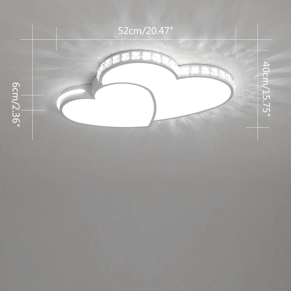 Modern Heart Shaped Ceiling Light Crystal LED Flush Mount Kids