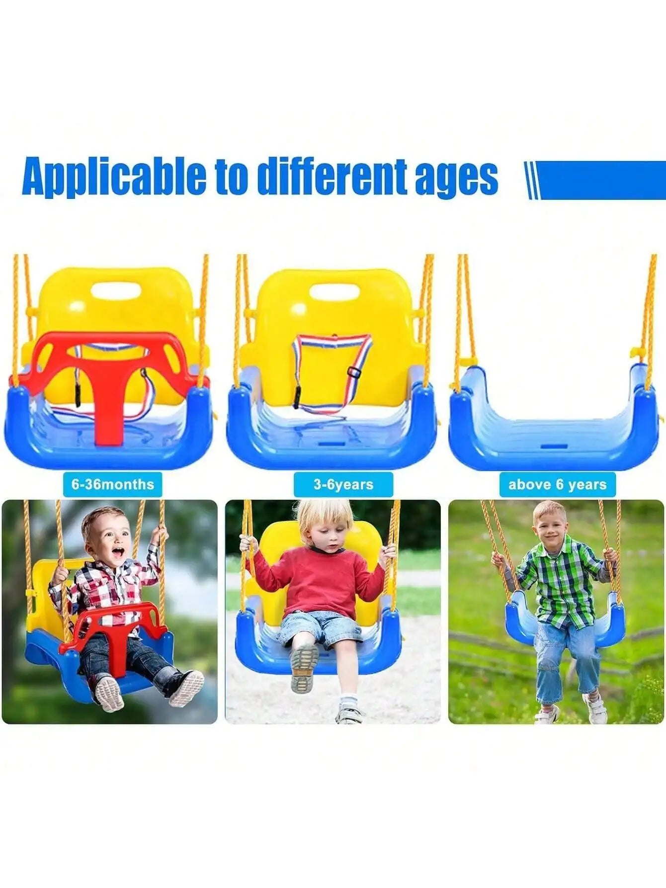 Toddler Swing Seat 3 In 1 With Adjustable Ropes Play
