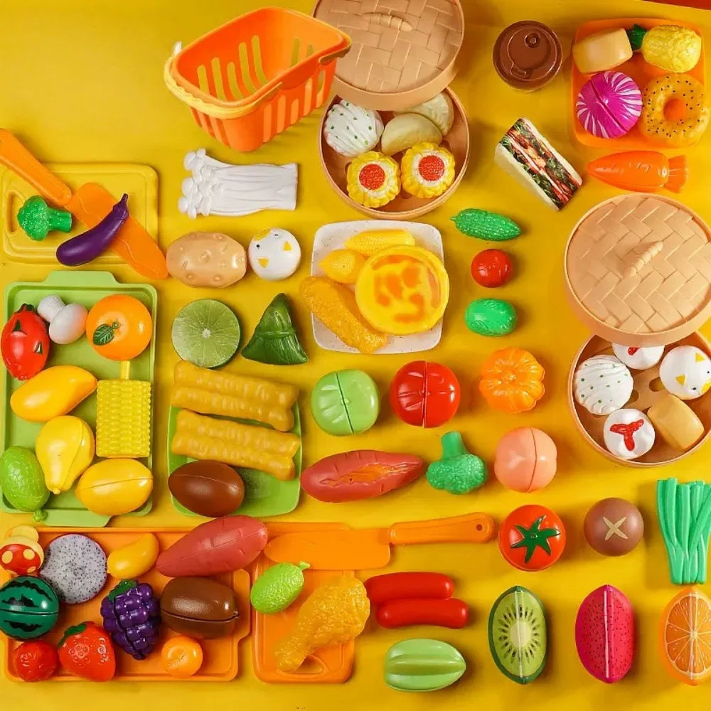 Vegetable Cutting Toys Set for Kids Safe Kitchen Pretend Play
