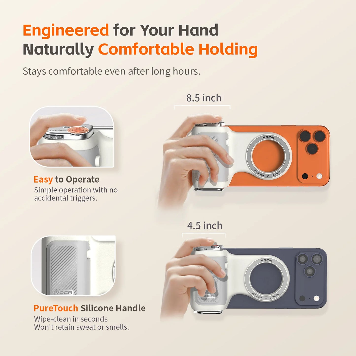 COMITOK Magnetic Camera Grip With Remote For iPhone And Android