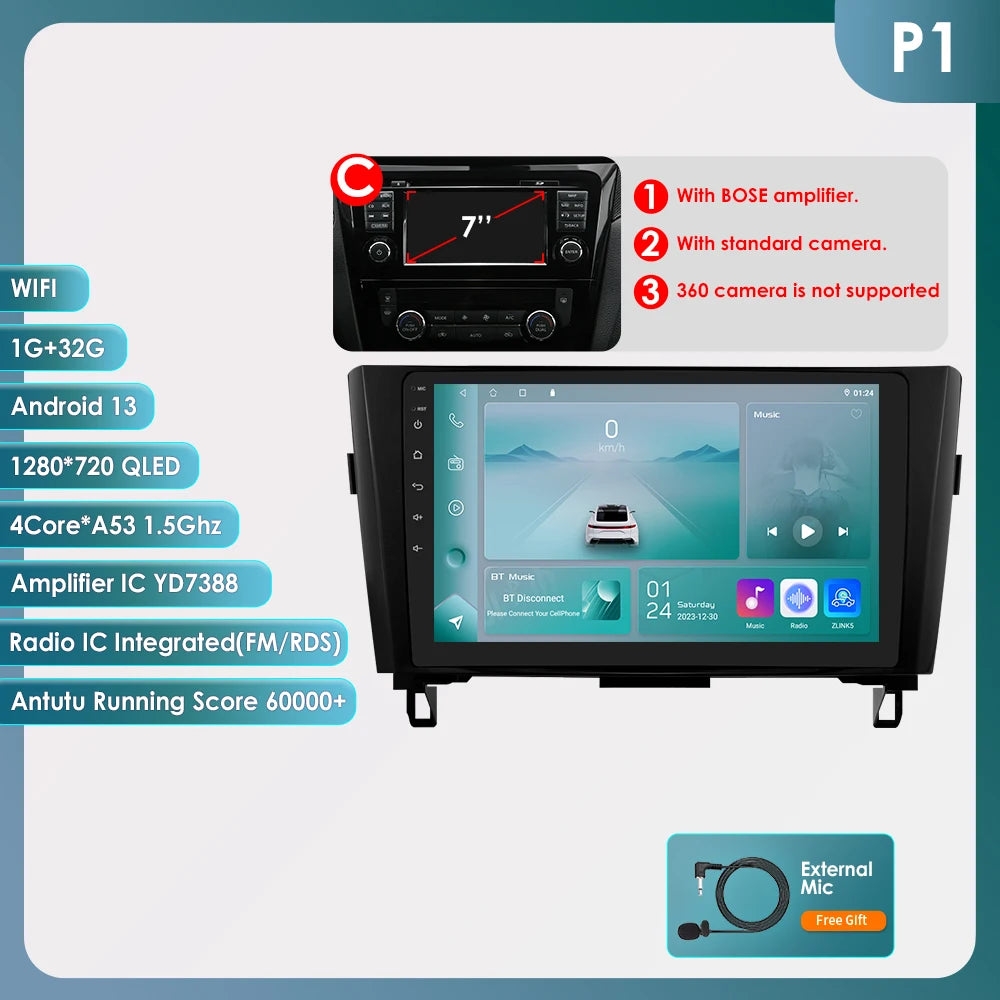 6115 Android 14 Auto Car radio For Nissan Qashqai 2 J11 X-Trail X Trail 3 T32 Rogue multimedia player 4G Carplay 2din Autoradio