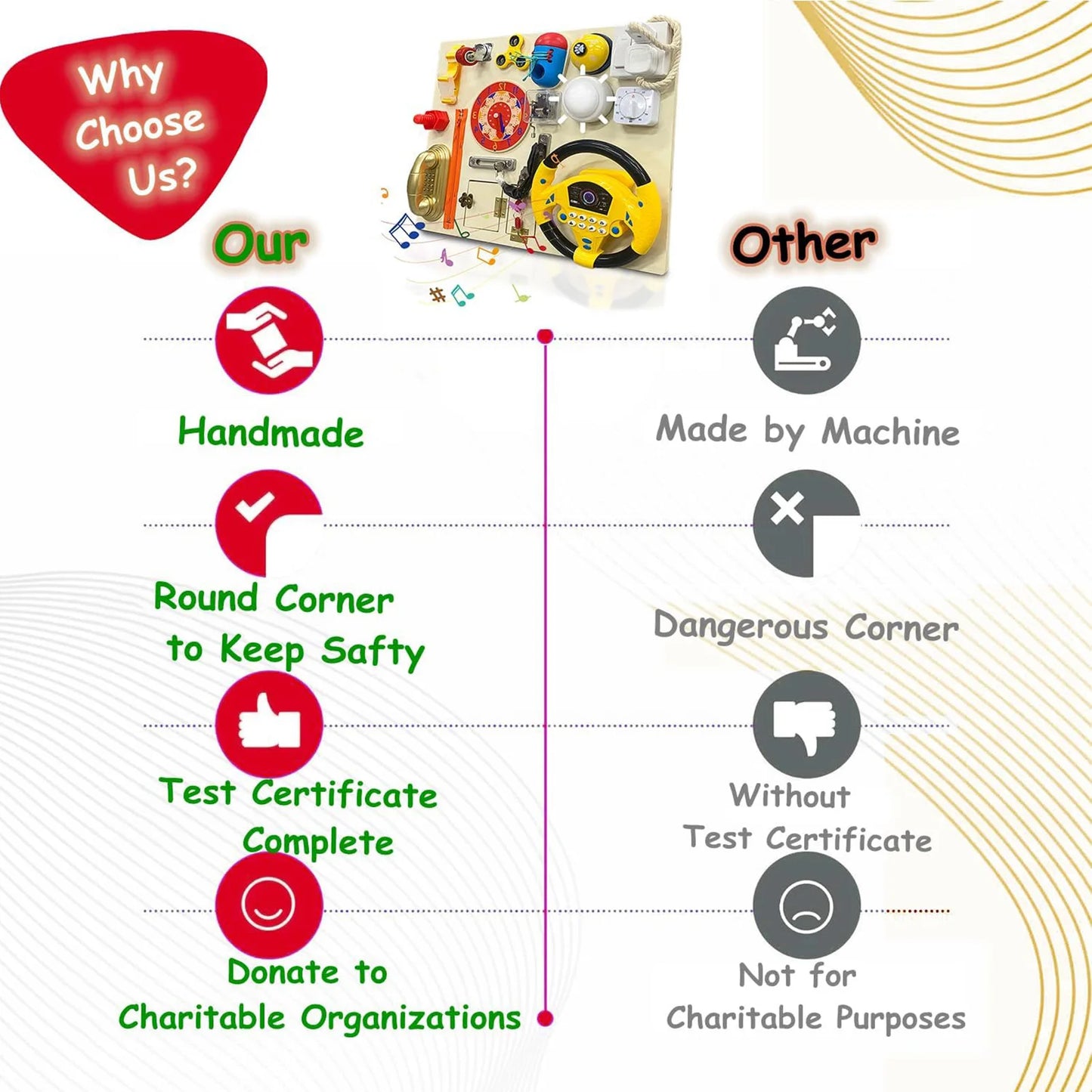 Toddler Sensory Activity Board Multifunctional Wooden Learning Toy