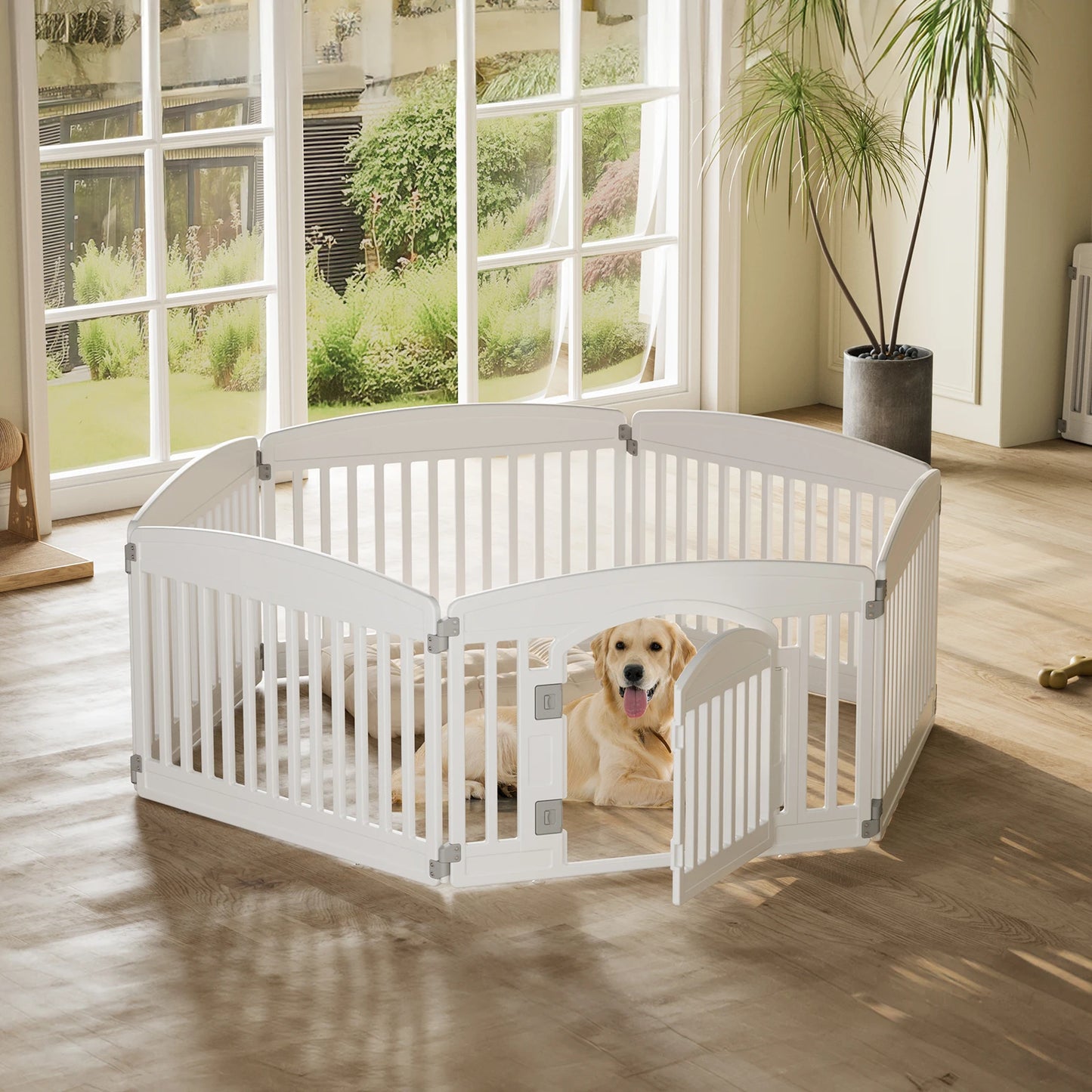 Dog Playpen 6 Panel 24IN Expandable Durable Pet Fence for Medium Dogs Indoor Outdoor Folding Portable Puppy Playpen