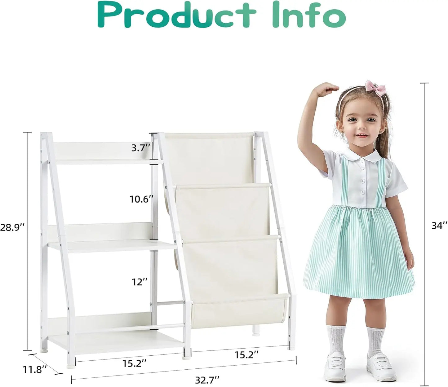 3-Tier Kids Bookshelf with Toy Storage Organizer