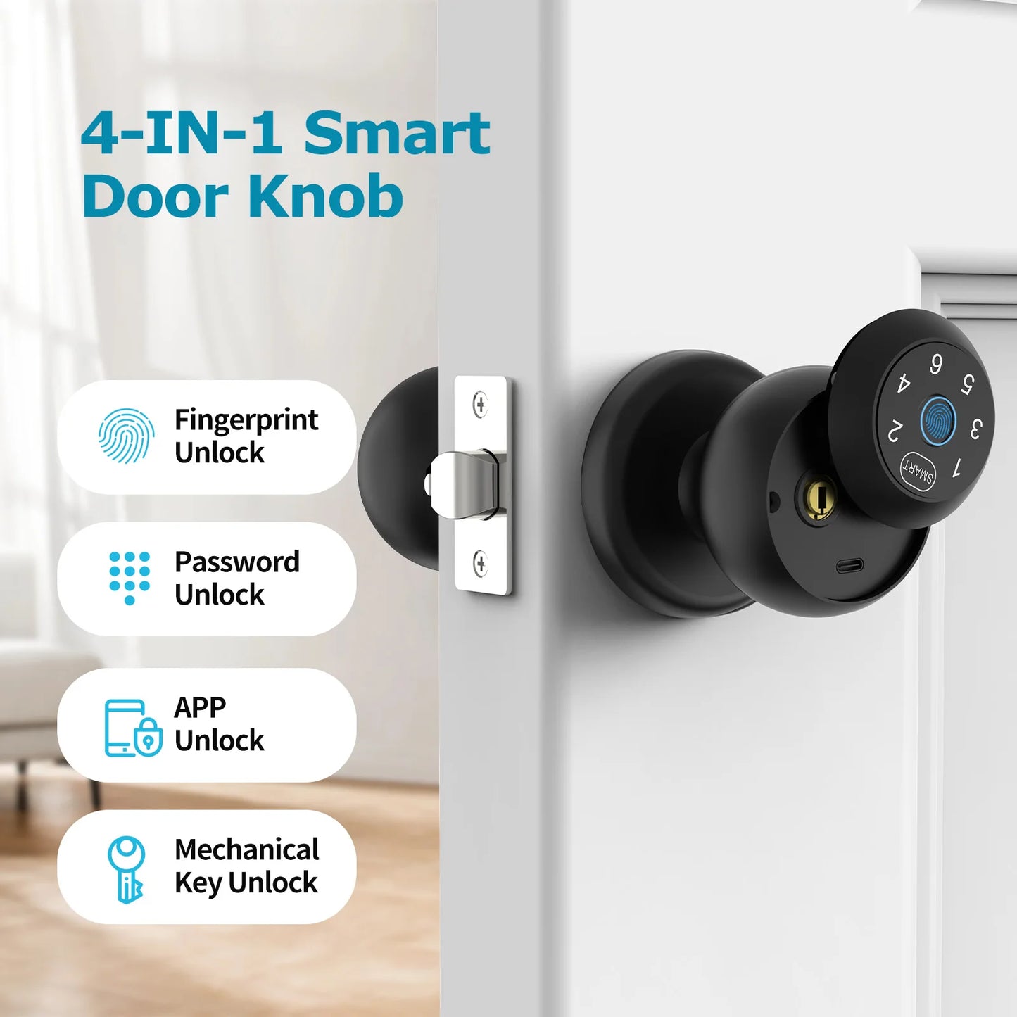 Viladepot Ball Shaped Smart Lock Fingerprint App Control
