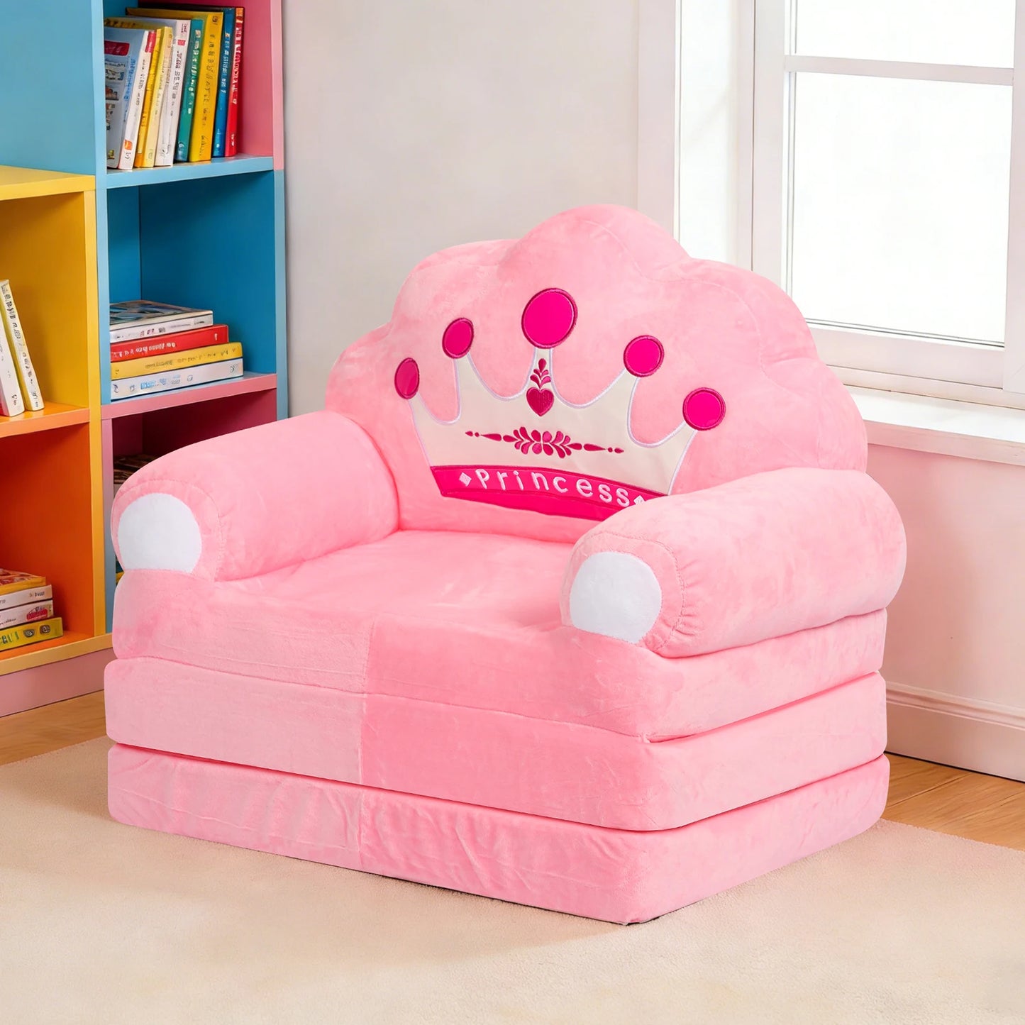 Foldable Kids Sofa Bed Seat Chair Foam Filled Reading Armchair